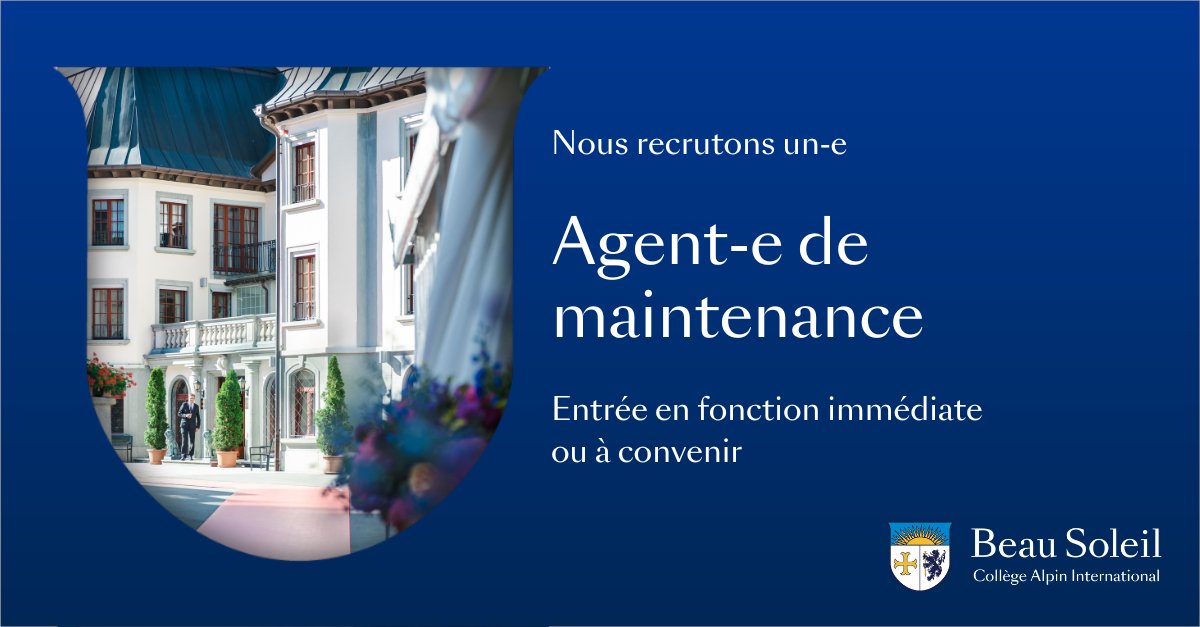 Nous #recrutons

Nous avons besoin de votre expertise dans notre équipe afin de maintenir et fournir des installations sûres et fonctionnelles pour nos élèves.

Intéressé(e) ? Pour plus d'informations 👉beausoleil.ch/fr/agent-e-de-…

#opportunitédecarrière #CollègeBeauSoleil