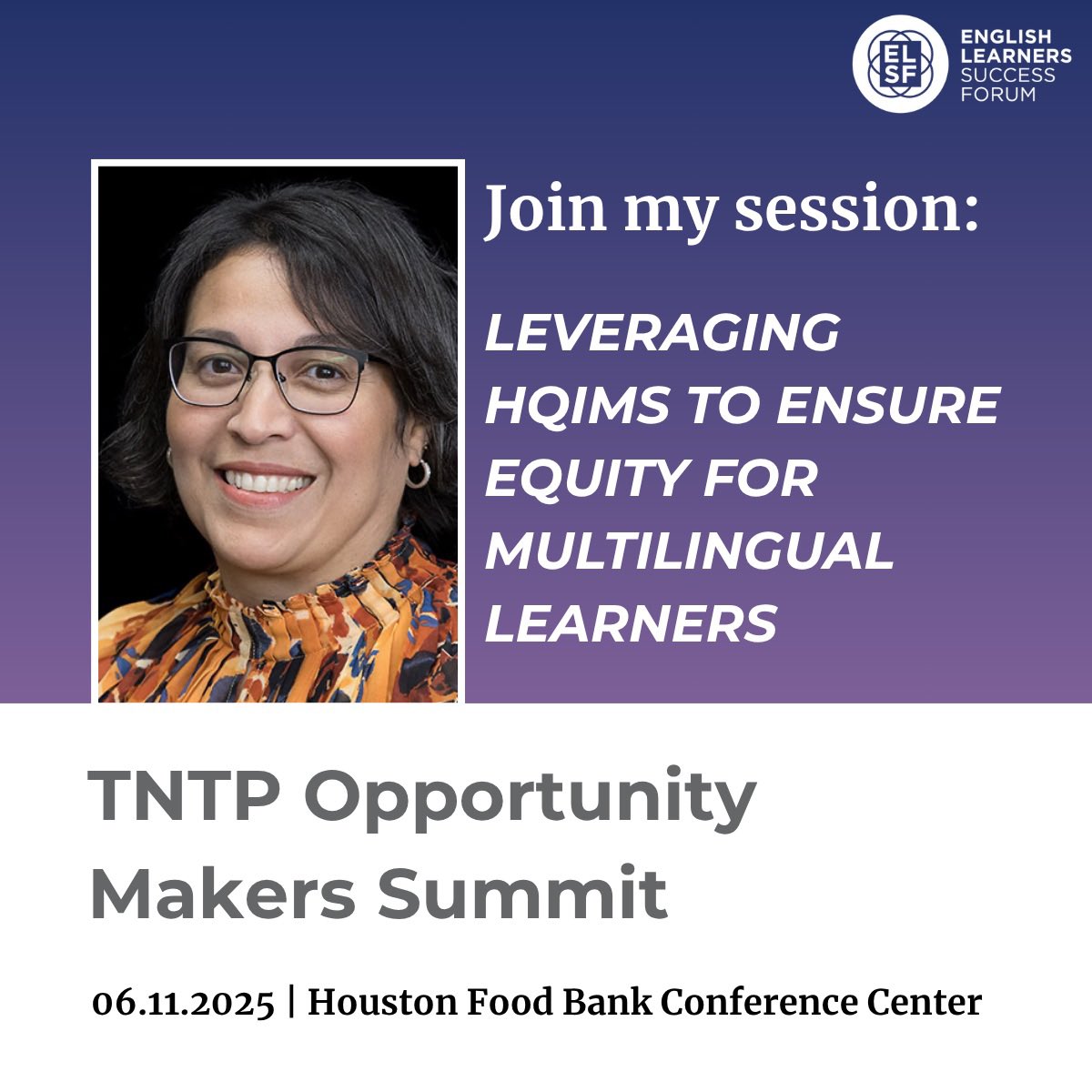 🗣️Houston friends, join me at the <a href="/TNTP/">TNTP</a> Opportunity Makers Summit, on June 11th at the Houston Food Bank. This FREE event will be an amazing way to connect and learn with each other! Register here👉🏼 forms.office.com/Pages/Response…. <a href="/TA4BE/">TABE</a> <a href="/HAABE_/">HAABE</a> <a href="/elsuccessforum/">English Learners Success Forum</a>
