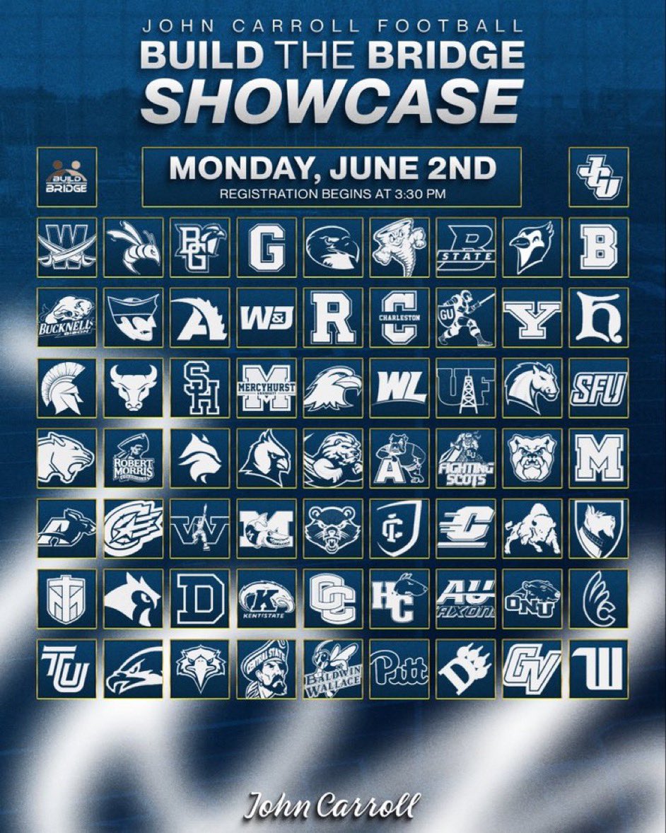 Kingston Seals (@seals2026) on Twitter photo I will be competing <a href="/JCUFootball/">John Carroll Football</a> Build The Bridge Mega Camp today! Excited to compete and showcase my skills! <a href="/_CoachNicholson/">Alex Nicholson</a> <a href="/ShakerRaidersFB/">Shaker Heights High School Football</a> <a href="/CoachKiernanFB/">Jim Kiernan</a>
<a href="/TheUCReport/">Billy Tucker</a>
<a href="/AllenTrieu/">Allen Trieu</a>
<a href="/Mark__Porter/">ScoutingOhio.com - 247 Sports - Bucknuts</a>
<a href="/mgoul/">Matt Goul</a>
<a href="/cam_palmer55/">Cameron Palmer</a>
<a href="/247Sports/">247Sports</a>
<a href="/Rivals/">Rivals</a> I will be competing <a href="/JCUFootball/">John Carroll Football</a> Build The Bridge Mega Camp today! Excited to compete and showcase my skills! <a href="/_CoachNicholson/">Alex Nicholson</a> <a href="/ShakerRaidersFB/">Shaker Heights High School Football</a> <a href="/CoachKiernanFB/">Jim Kiernan</a>
<a href="/TheUCReport/">Billy Tucker</a>
<a href="/AllenTrieu/">Allen Trieu</a>
<a href="/Mark__Porter/">ScoutingOhio.com - 247 Sports - Bucknuts</a>
<a href="/mgoul/">Matt Goul</a>
<a href="/cam_palmer55/">Cameron Palmer</a>
<a href="/247Sports/">247Sports</a>
<a href="/Rivals/">Rivals</a>
