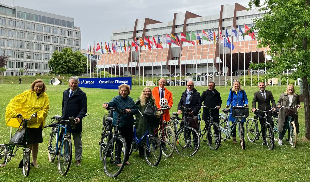 As a group of ambassadors to the Council of Europe (🇦🇩🇦🇹🇩🇪🇩🇰🇫🇮🇱🇮🇱🇺🇱🇻🇳🇱🇬🇧) we join celebrating the UN declared World Bicycle Day - 3 June.

We praise this simple, affordable, clean and sustainable means of transportation. And yes, cycling weather is a question of attitude.