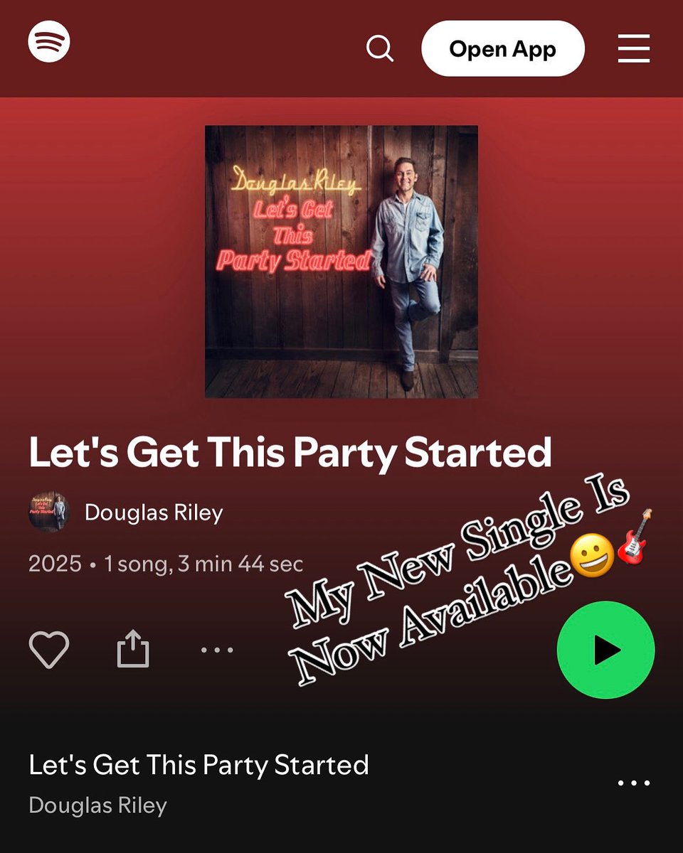 Good Morning Everyone🌅 I’m asking y’all to give my new song, “Let’s Get This Party Started,” a listen today on all major streaming platforms🎼🎤🥁🎸😀 Thank you for supporting my music🙏#douglasriley #douglasrileymusic #nashvilletn #singersongwriter #countryartist  #newmusic