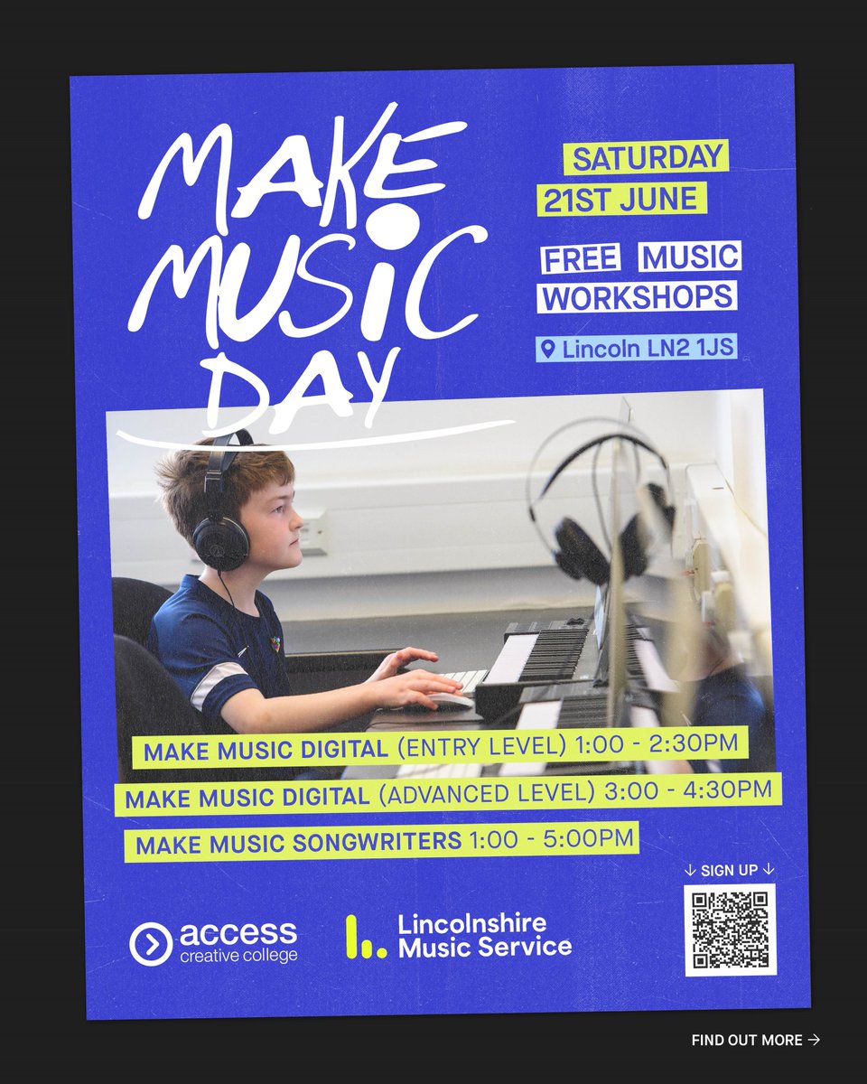 LMSlincsmusic's tweet photo. 🎶 Are you 12–21 and passionate about and songwriting
🎤 Join us Sat 21st June, 1–5pm 
🤝 Connect with like-minded creatives
🎼 Develop, perform &amp; record your music
🎧 Get guidance from music industry pros
#lincsmusic #MusicWorkshop #YoungMusicians https://t.co/SJjPFPxtB9