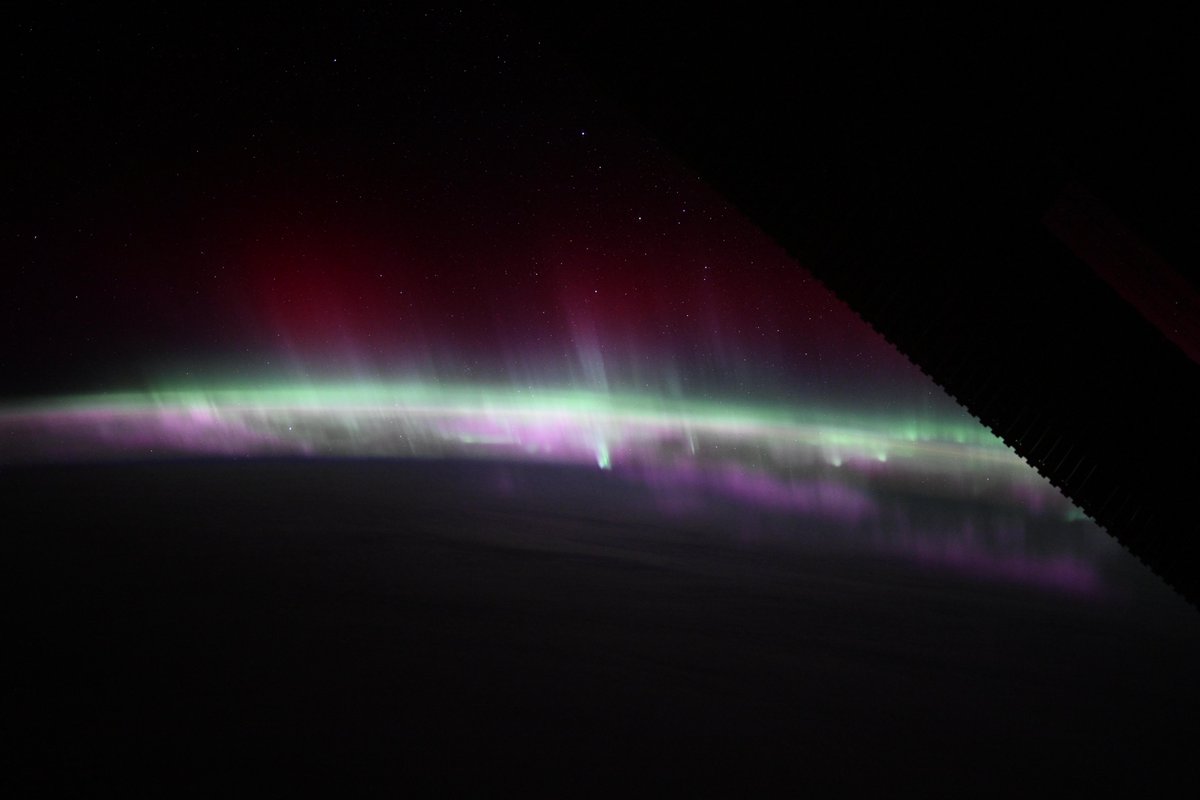 The Sun has been pretty active over the last week, which means some phenomenal auroras! The geomagnetic storm that lasted through this weekend did not disappoint. Our current orbit takes us right by the Southern Lights at night. Here are a few of my favorites!