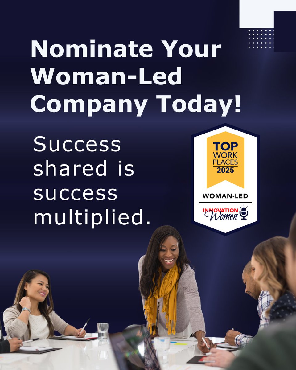 LionessMagazine's tweet image. Know a woman-led company crushing it in innovation, leadership and community impact? Nominate them for the 2025 Top Workplaces: Woman-Led award! Let's celebrate their wins together: TopWorkplaces.com/nominate/innov…
#topworkplaces #womanled @WomenInno @TopWorkplaces