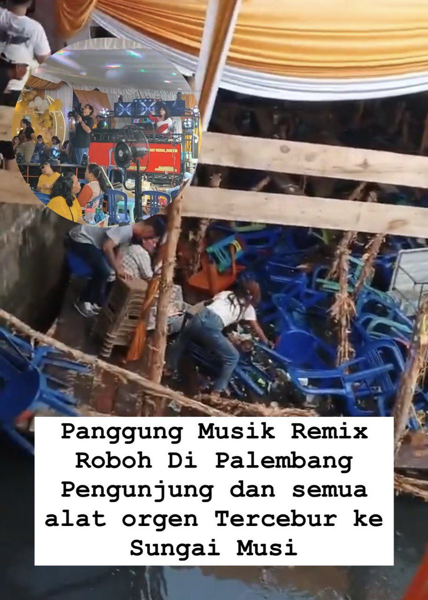 Detik Detik panggung hajatan roboh akibat terlalu high saat menampilkan musik remix khas kota Palembang 

Lanjut aja gak sih sayang bahan soalnya🗿