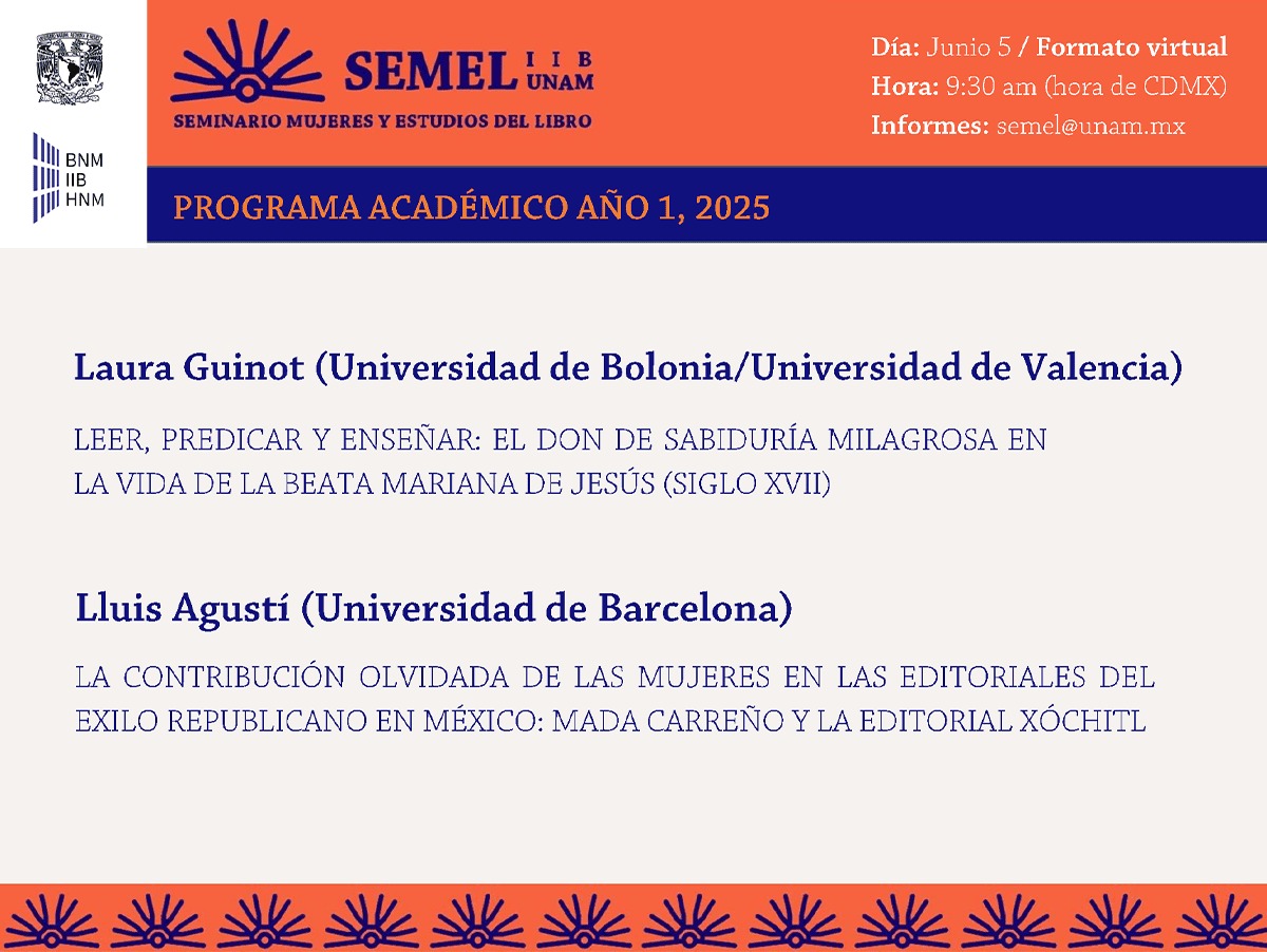 Atento recordatorio de la próxima sesión de SEMEL-IIB-UNAM.

Próximo jueves. 9:30 am, hr. CDMX.