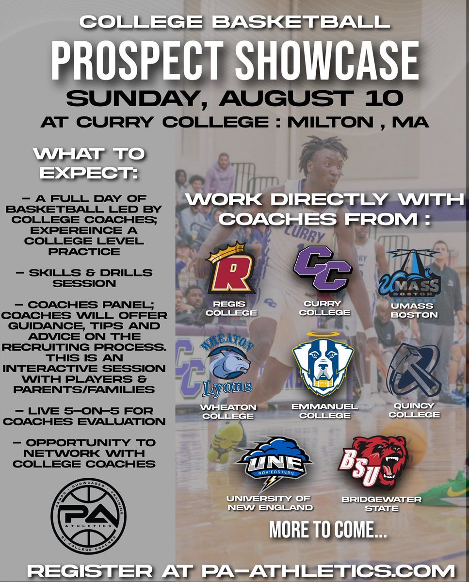 🗣️HS HOOPERS LOOKING TO PLAY IN COLLEGE 🗣️
 
Full day event:
🏀 Coach led skills/drills session
🎤 Coaches panel for players &amp; families to learn about the recruiting process
🏆 5 on 5 showcase coached and evaluated by college coaches

Learn more/register:
pa-athletics.com/service-page/c…