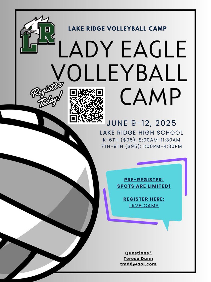 Lake Ridge VB (@lakeridge_vb) on Twitter photo Volleyball Camp is one week away!!! Sign up today to join in on the fun!!! <a href="/MISDathletics/">MISD Athletics Dept.</a> <a href="/alltheway30/">Ashley Alloway</a> <a href="/LakeRidgeEagles/">LakeRidgeHighSchool</a> <a href="/McKinzeyLions/">McKinzey Athletics</a> <a href="/DJMS_athletics/">Danny Jones Athletics</a> Volleyball Camp is one week away!!! Sign up today to join in on the fun!!! <a href="/MISDathletics/">MISD Athletics Dept.</a> <a href="/alltheway30/">Ashley Alloway</a> <a href="/LakeRidgeEagles/">LakeRidgeHighSchool</a> <a href="/McKinzeyLions/">McKinzey Athletics</a> <a href="/DJMS_athletics/">Danny Jones Athletics</a>