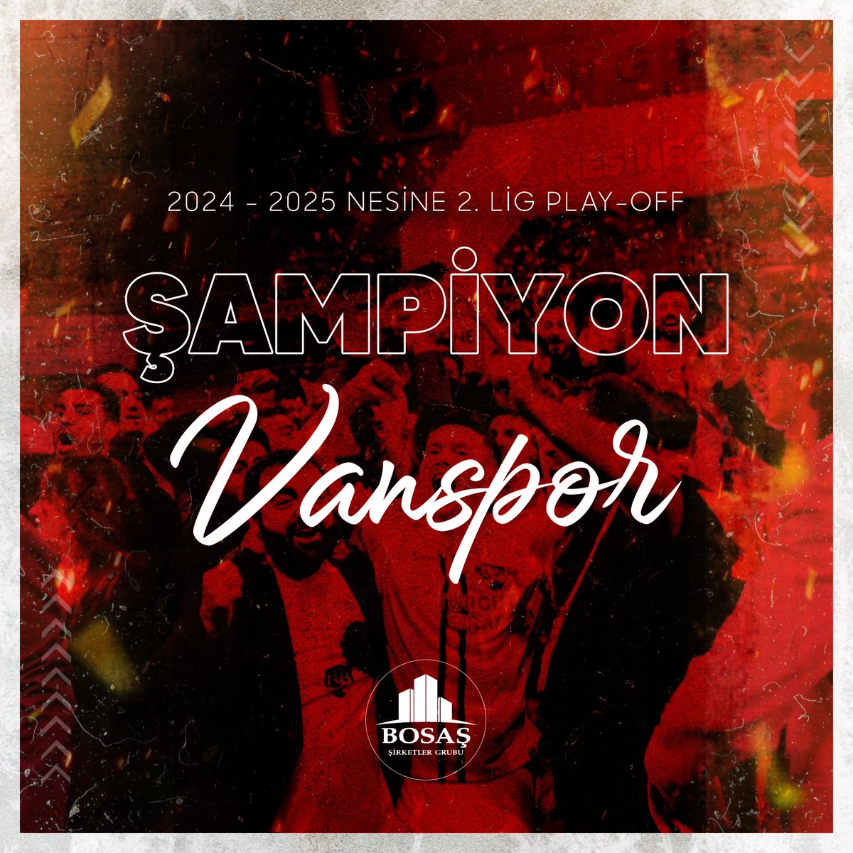 BOSASGROUP's tweet photo. 2. Lig Play-Off final maçında Batman Petrolspor’u yenerek şampiyon olan şehrimizin takımı Vanspor’umuzu canı gönülden tebrik ediyor, 1. Lig’de başarılar diliyoruz. https://t.co/jy8UUShsOz