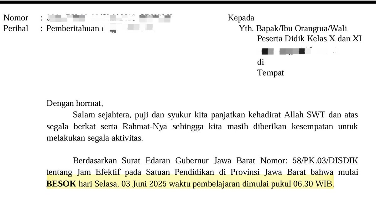 ramadhanni's tweet photo. @piyopikavet Emang sering ga jelasnya sih peraturannya. Siang diinfo mulai dari bsk masuk jam 6.30. Tau² malem diinfo lg kalo mulainya baru tahun ajaran baru. Yg kena impact lgs tuh terutama murid² sekolah negeri. Ampe kepikiran berkali² apa mending mindahin anak ke sekolah swasta lagi aja https://t.co/DUvqEunuJT