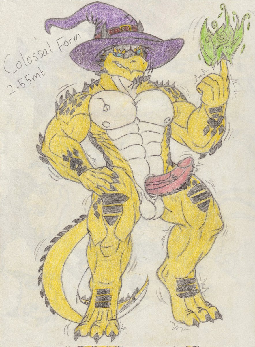 Let me introduce you to my new OC! Meet Robin a Kobold mage, scholar of knowledge and loves using a strength spell, he goes from being a small to a huge beast every time he castrates his favorite spell! And he's someone who likes to dominate 👀
#traditionalart #nsfwart #furryart