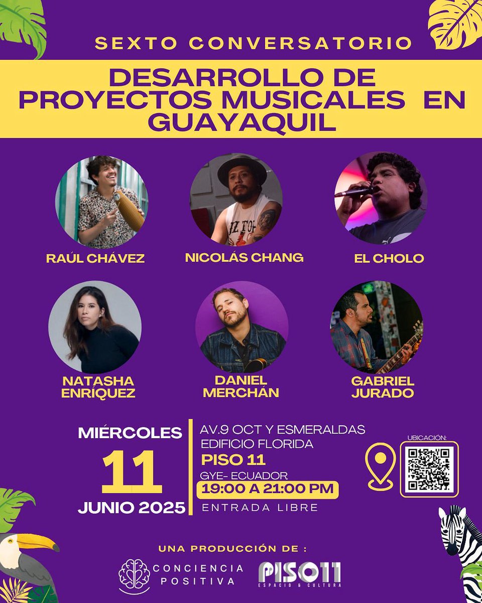 Nos vemos el 11 de junio en el espacio de reflexión y encuentro sobre proyectos musicales en Guayaquil, de #Piso11 .