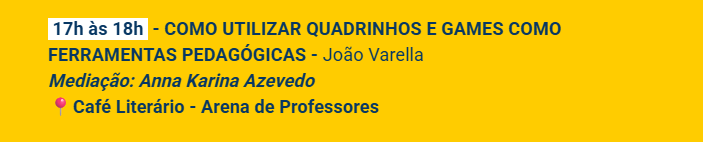 joaovarella's tweet photo. Nesta semana estarei na 12ª Bienal do Livro de Campos -- em uma das atividades falando de gibi com o @RaphaCPinheiro, ô glória https://t.co/QBj6zWxcpL