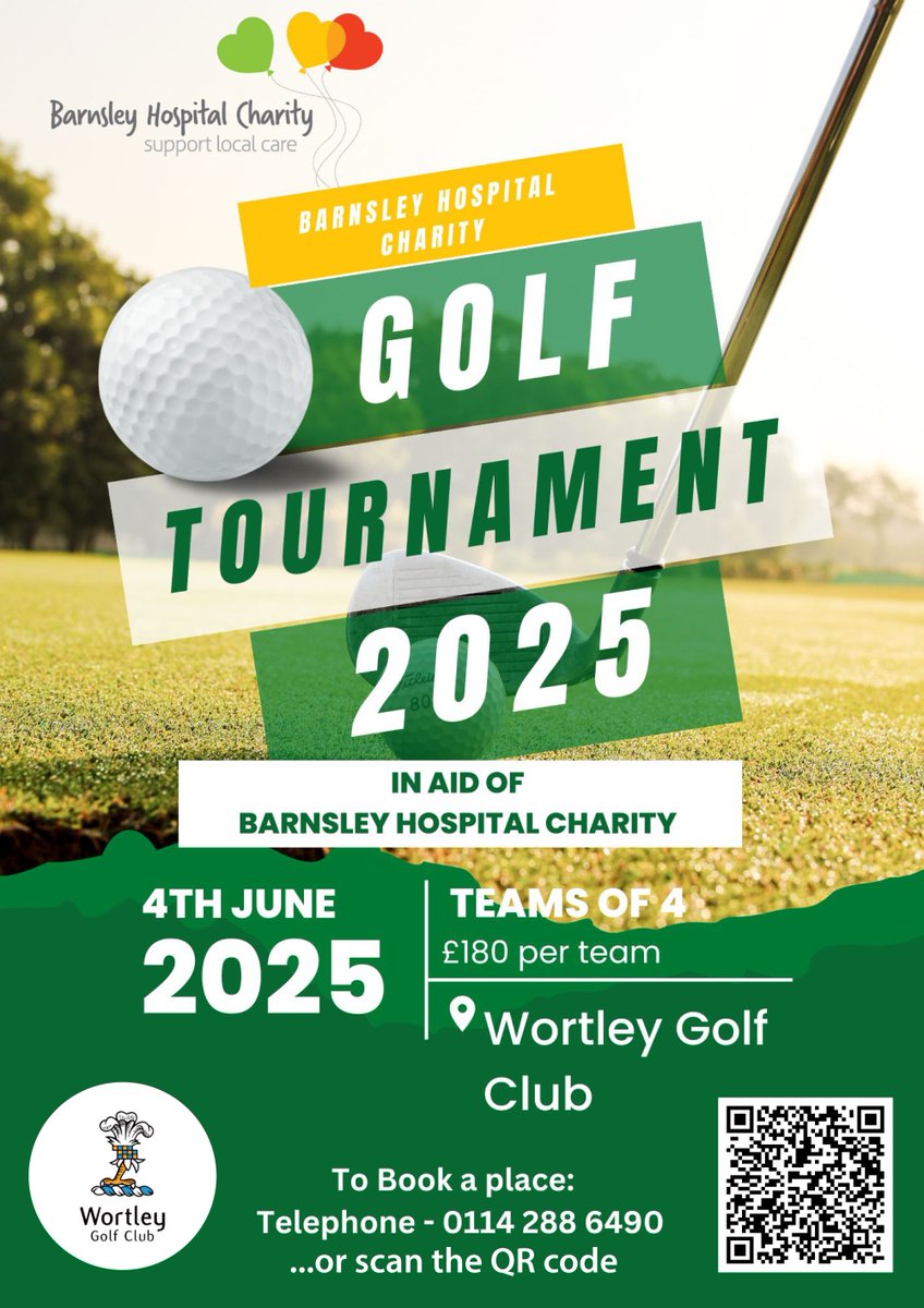 Barnsley Hospital Charity (@bhnftcharity) on Twitter photo β³οΈποΈββοΈ Golf Day ποΈββοΈβ³οΈ
Last call for our golf day <a href="/WortleyGolfClub/">Wortley Golf Club</a> on 4 June. There's chance to win a fantastic brand new car and raise funds for our breast care appeal.
To book your team use the link below or the QR codeπ
Barnsley Hospital Charity Golf Day - Competition Details β³οΈποΈββοΈ Golf Day ποΈββοΈβ³οΈ
Last call for our golf day <a href="/WortleyGolfClub/">Wortley Golf Club</a> on 4 June. There's chance to win a fantastic brand new car and raise funds for our breast care appeal.
To book your team use the link below or the QR codeπ
Barnsley Hospital Charity Golf Day - Competition Details