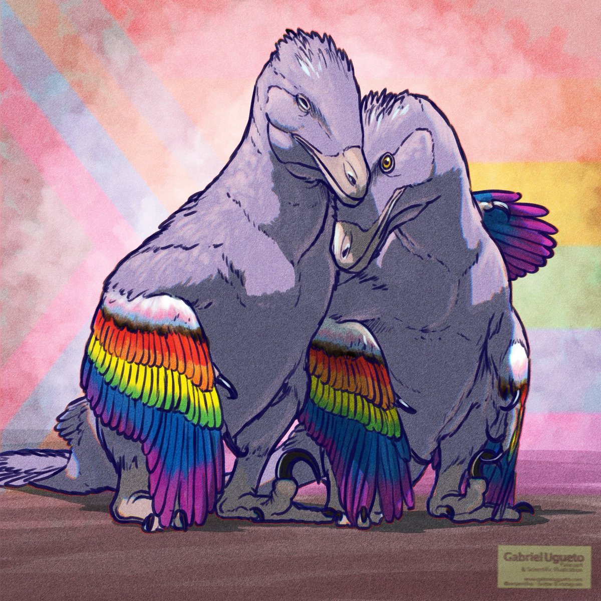 Happy Pride! 🌈 🏳️‍🌈

I hope everyone has a great Pride month! Here is a lively pair of Deinonychus!