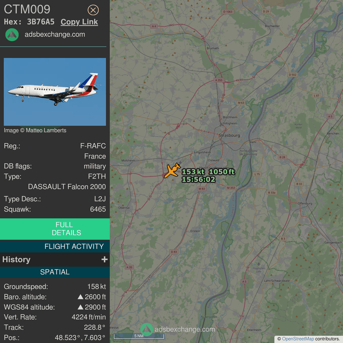 FlottePresident's tweet photo. 🛫 Un Dassault Falcon 2000EX 🇫🇷 République Française vient de décoller près de Strasbourg, France.
Vol #CTM009, immatriculation #FRAFC.
Suivre le vol : https://t.co/VFWGrIKKMO https://t.co/rMDLgA8rkf