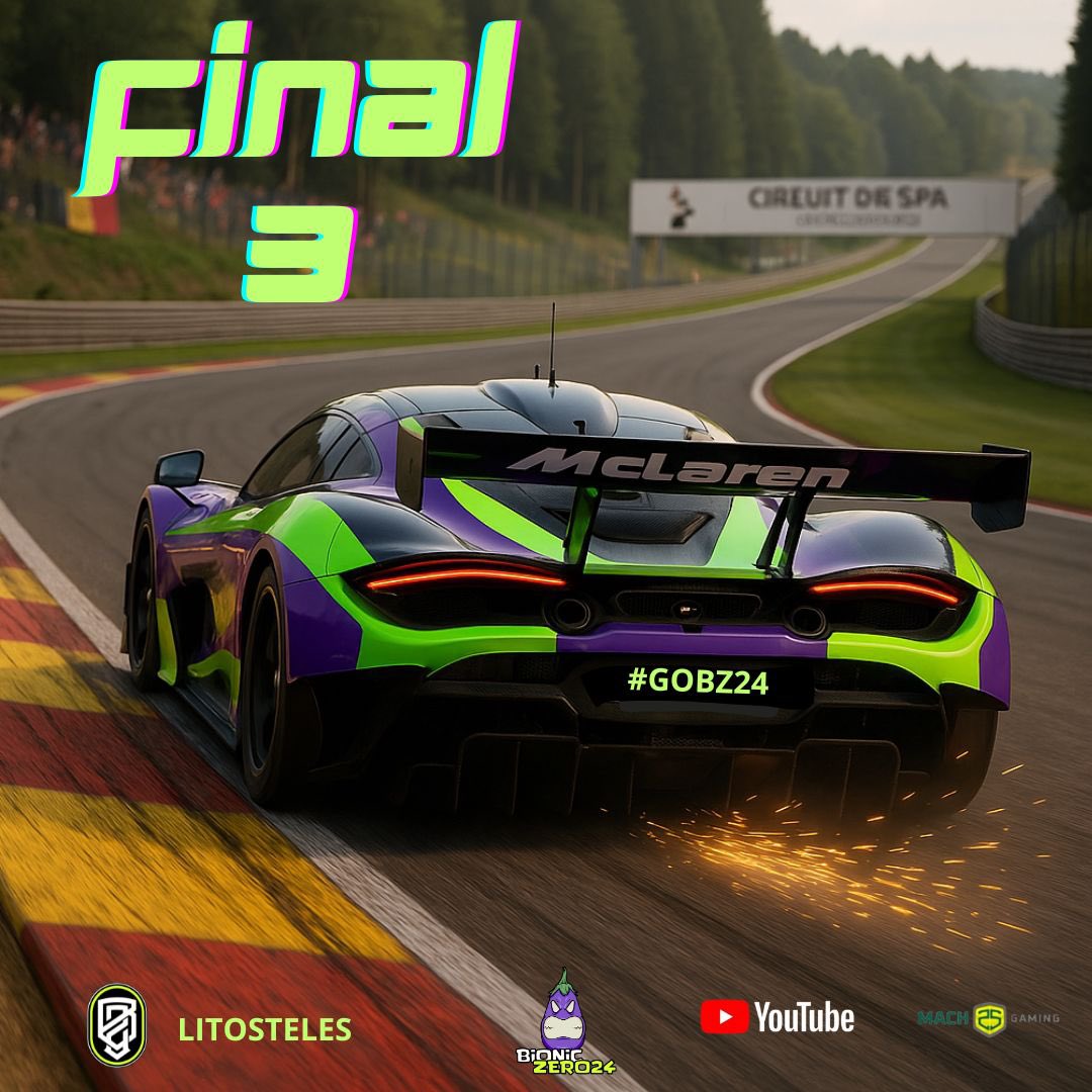 BIONIC Zero 24 (@bioniczero24) on Twitter photo 🏁RACE DAY 🏁
Después de unas <a href="/InfinityGSeries/">Infinity GSeries</a> con altos y bajos, nos gustaría terminarlo con la cabeza bien alta.
👨✈️ <a href="/BZ24_Maxu/">Maxuleto</a>
🏎️ McLaren 650s GT3
Circuito: Spa Francorchamps
🕒 20:15
Puedes seguir la carrera en el canal de YouTube de <a href="/Mach25Gaming/">Mach25 Gaming</a>
#GOBZ24 🏁RACE DAY 🏁
Después de unas <a href="/InfinityGSeries/">Infinity GSeries</a> con altos y bajos, nos gustaría terminarlo con la cabeza bien alta.
👨✈️ <a href="/BZ24_Maxu/">Maxuleto</a>
🏎️ McLaren 650s GT3
Circuito: Spa Francorchamps
🕒 20:15
Puedes seguir la carrera en el canal de YouTube de <a href="/Mach25Gaming/">Mach25 Gaming</a>
#GOBZ24