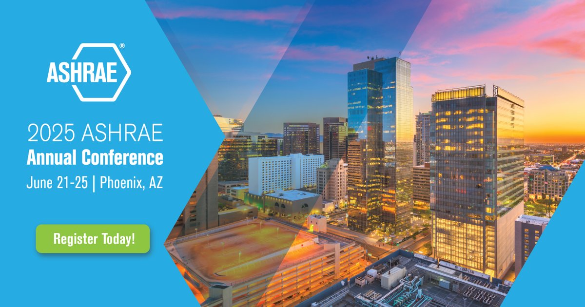 Tuesday, June 6 is the last day of advanced rates! Get registered and book your travel ASAP to join us in Phoenix for the 2025 ASHRAE Annual Conference. bit.ly/3F3PDZI