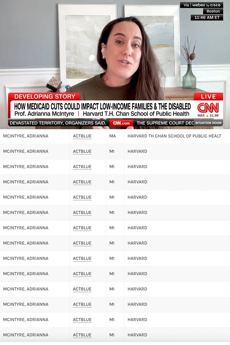 Steven Cheung (@stevencheung47) on Twitter photo CNN is at it again, refusing to disclose to viewers their guest (<a href="/onceuponA/">Adrianna McIntyre (@adrianna.bsky.social)</a>) is a Democrat donor and Trump hater. Why not just be transparent about the guests being booked? I think we know the answer. CNN is at it again, refusing to disclose to viewers their guest (<a href="/onceuponA/">Adrianna McIntyre (@adrianna.bsky.social)</a>) is a Democrat donor and Trump hater. Why not just be transparent about the guests being booked? I think we know the answer.