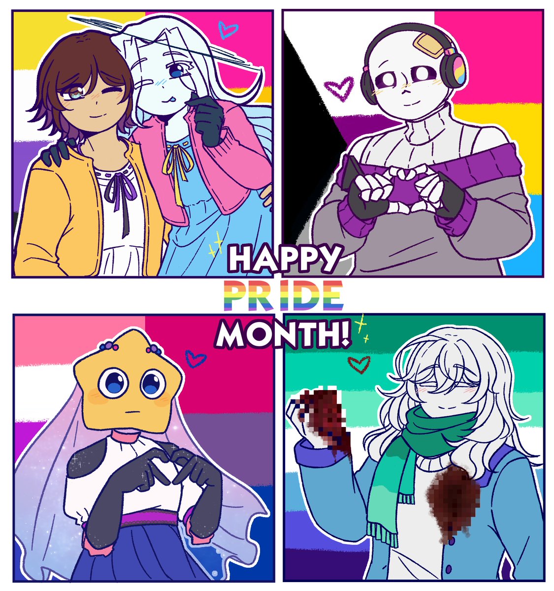 Happy pride month!

#HappyPrideMonth #UndertaleAU #Deltaruneoc #Dandysworldoc #forsakenoc