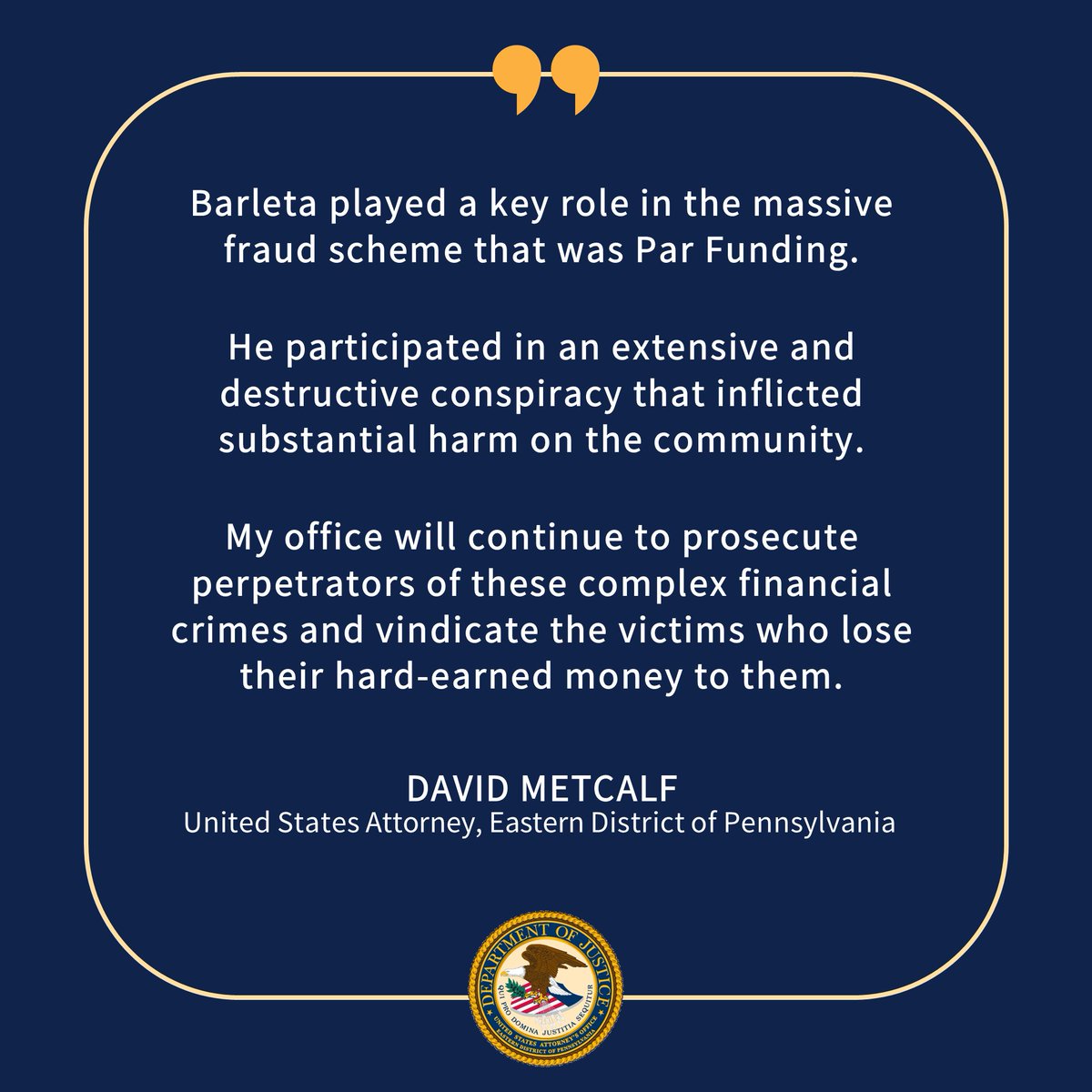 Par Funding Principal and Former CFO Sentenced to 66 Months in Prison for Racketeering Conspiracy justice.gov/usao-edpa/pr/p… <a href="/FBIPhiladelphia/">FBI Philadelphia</a> <a href="/FDIC_OIG/">FDIC OIG</a>