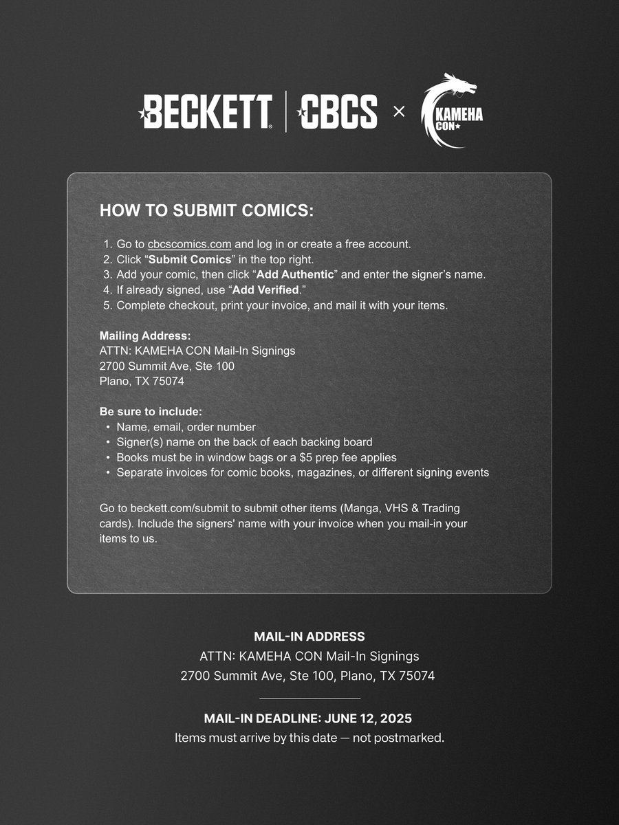 Get your Dragon Ball cards, comics, mnaga or VHS signed by 12 legendary voices and authenticated by Beckett, all through our mail-in program.