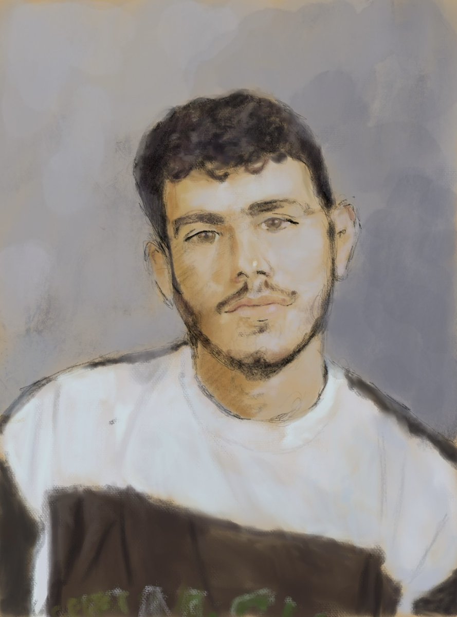 Marc Nelson 🌊 🇺🇦 🇵🇸 🇨🇦 🇸🇾 (@marcnelsonart) on Twitter photo Sketch.
This is Khaled Awad, he was arrested by the #Assad regime for delivering medical aid to besieged #Homs . His tortured body, missing organs, was found next to the body of my friend #MazenAlHamada on Dec. 9 .
#Assad is being protected by war criminal #Putin
<a href="/RanaKabbani54/">Rana Kabbani</a> Sketch.
This is Khaled Awad, he was arrested by the #Assad regime for delivering medical aid to besieged #Homs . His tortured body, missing organs, was found next to the body of my friend #MazenAlHamada on Dec. 9 .
#Assad is being protected by war criminal #Putin
<a href="/RanaKabbani54/">Rana Kabbani</a>