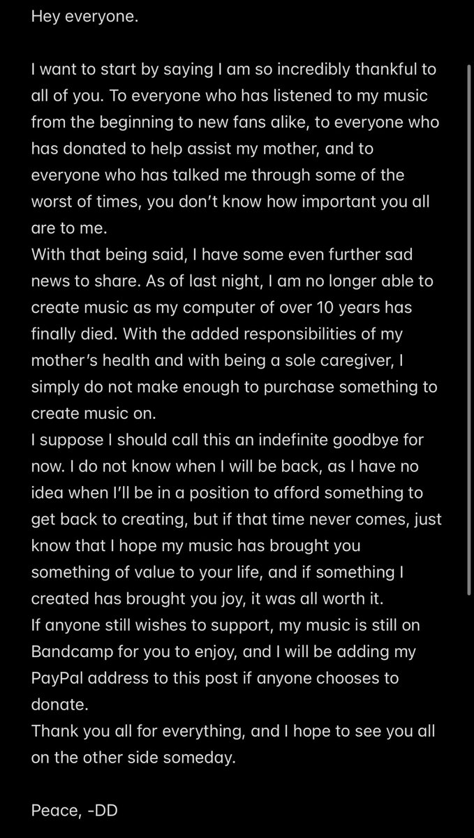 Goodbye for now.

Thank you for the love.