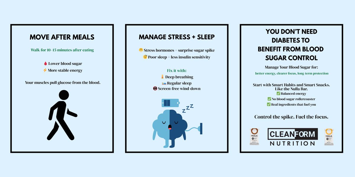 You don’t need to be diabetic to care about blood sugar.

Spikes and crashes mess with your energy, focus, and long-term health.

The good news? You can control the rollercoaster.

✅ Balanced meals
✅ Movement after eating
✅ Smart snacks like the Nulla Bar

Start small. Stay