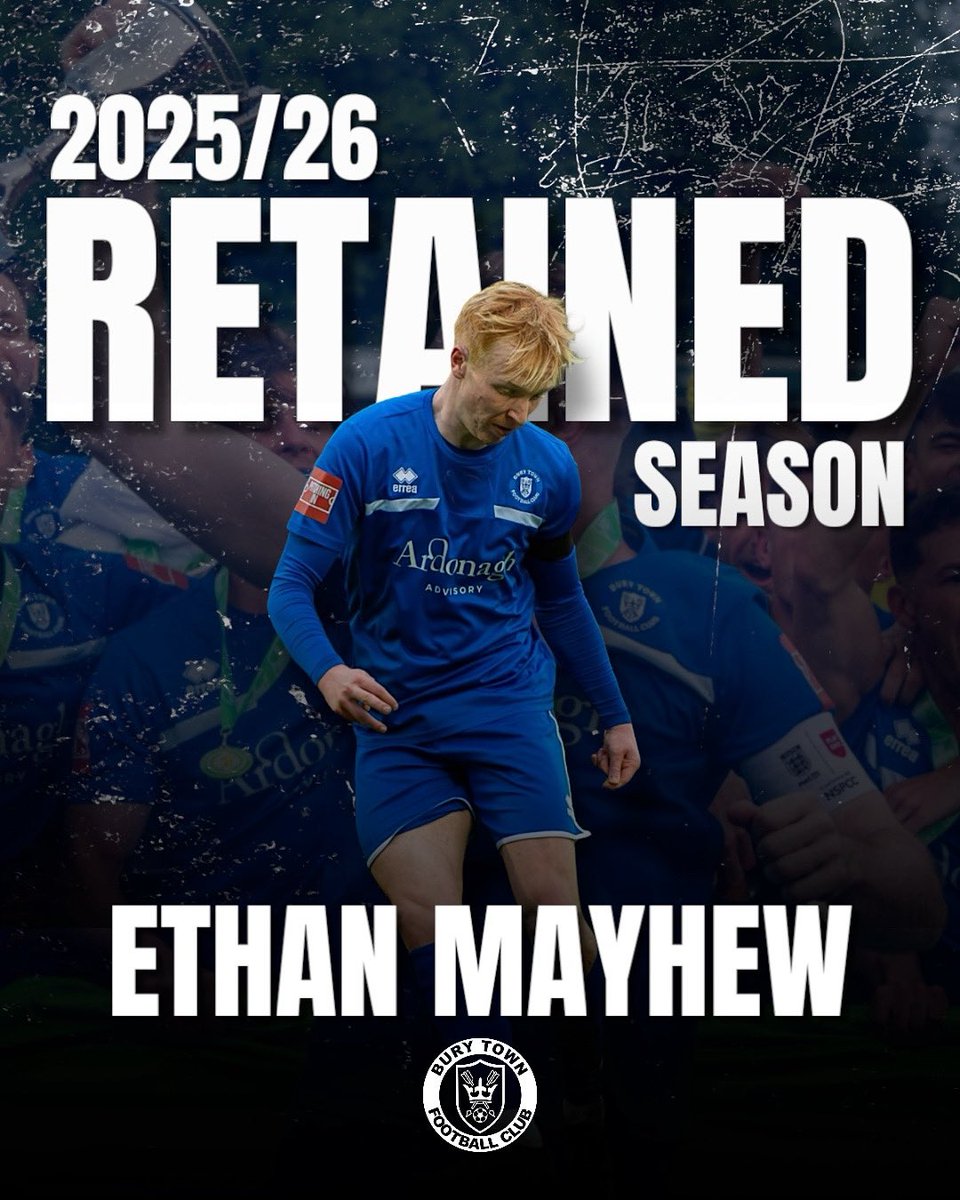 📝PLAYER RETAINED: We are pleased to announce that our second player that will be retained for next season is Ethan Mayhew as he enters his third season at the club. He has made 84 appearances, scoring 8 goals in that time.

#burytownfc