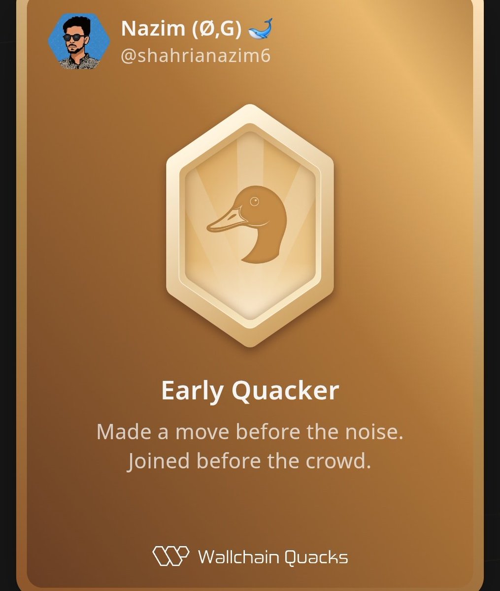 shahrianazim6's tweet photo. Gm Guy's Another's Bullish @wallchain_xyz  Early  Quacker Badge Claim Live For All

✅Go To: https://t.co/ZSe4qVNypM
✅Connect Your Twitter And Submit Invitation Code Start Earning 🫰
✅Claim Your Early  Quackwr Badge
✅Comment Your Reffer Code 🫰Be Early Let's Gooo