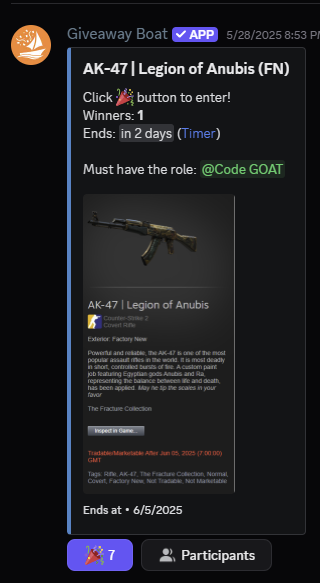 BeanMachineCS2's tweet photo. Two giveaways LIVE on the Discord!
To enter:
🎉Join Discord🎉
🎉Use code "beanmachine" on https://t.co/jORshYRIiX or https://t.co/7QMRfrWDCz🎉
🎉Free profit🎉

Winners rolled in 2 days!
https://t.co/2XGMoP3pAs
GLGL https://t.co/4qJHP5SFEf