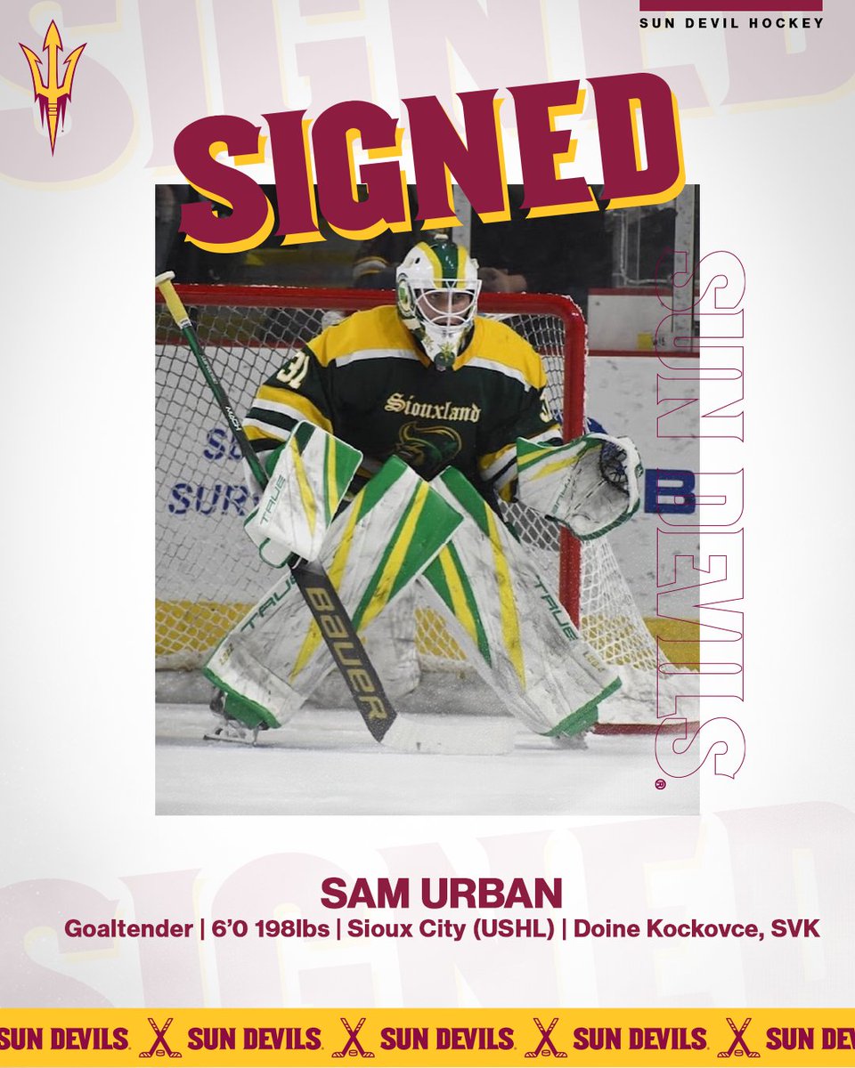 Meet the rookies 🔱

Another native Slovakian, Sam is an athletic netminder who spent the last two seasons playing for Sioux City (USHL).  Sam competed with his future Sun Devil teammate, Richie Baran, on the last two Slovakian World Junior Teams #BeTheTradition