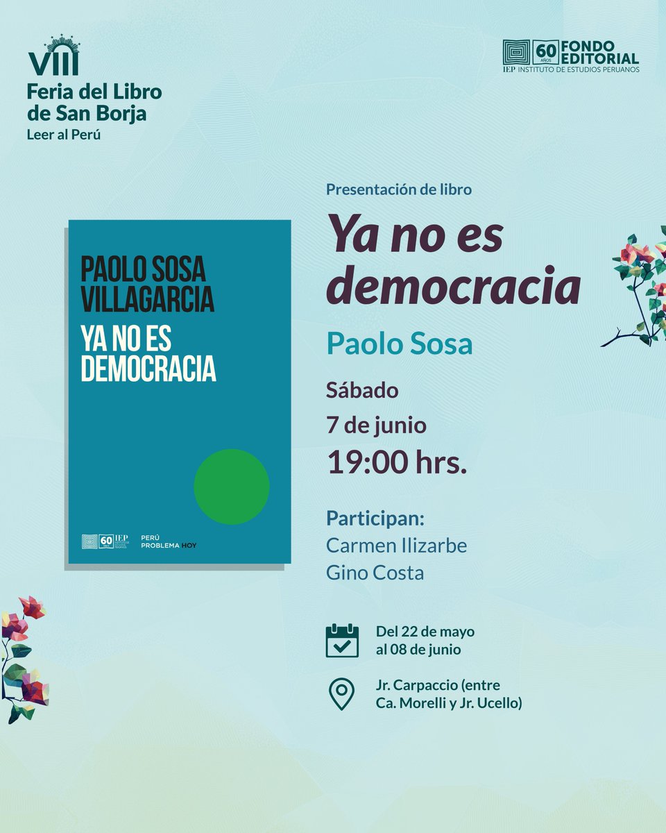 #NovedadEditorial
¿En qué momento una democracia deja de ser una democracia?
En este ensayo urgente y riguroso, Paolo Sosa sostiene que el Perú ya no es una democracia. A partir de un análisis agudo de los últimos años, muestra cómo el régimen político se ha degradado (...)