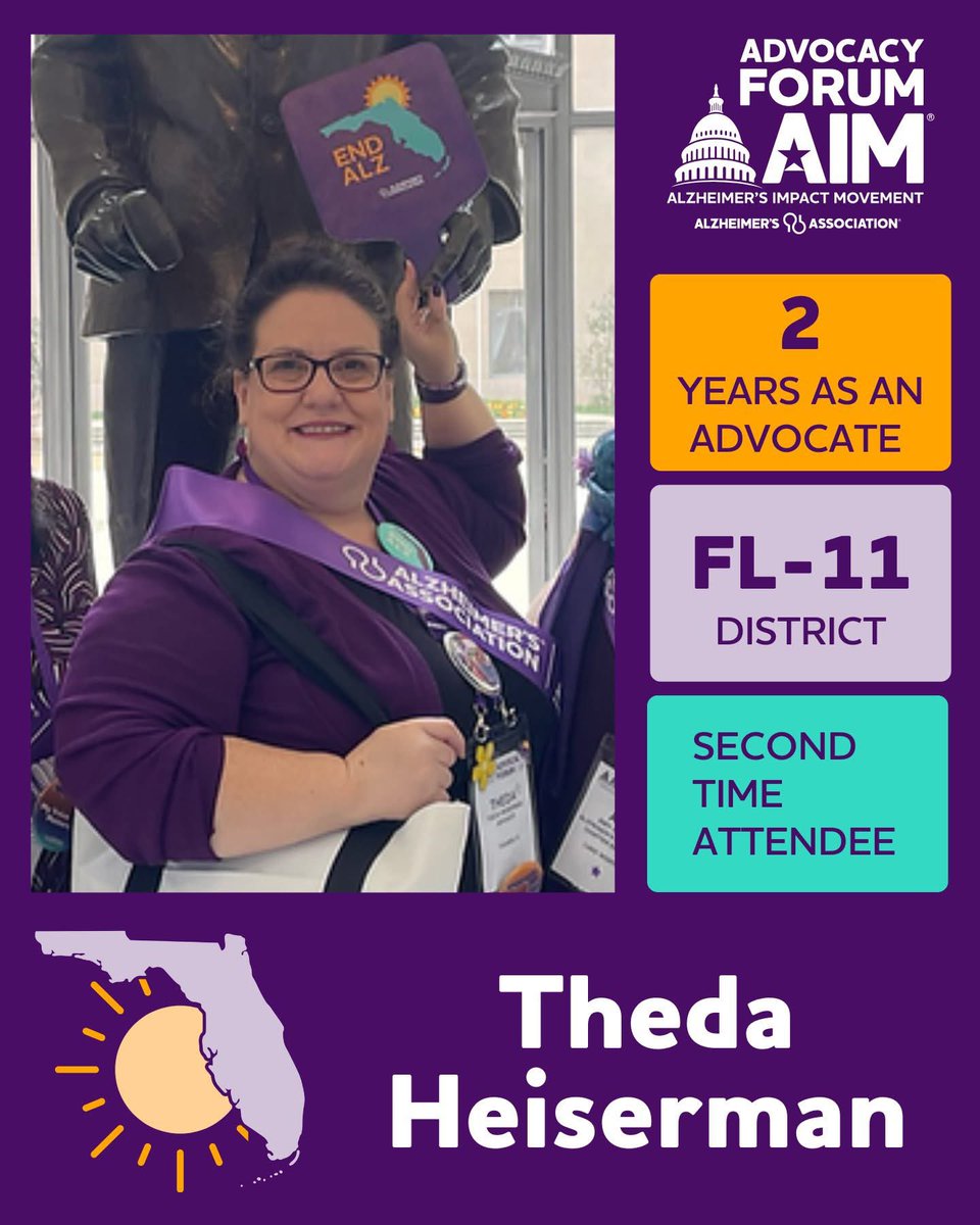 Theda Heiserman is back for Year 2 of the #ALZForum. We cannot wait to have her join the Sunshine Squad! Theda is a wonder woman who is an advocate, Walk Committee Chair, and a program volunteer. She does it all. We cannot wait to see you in your purple in DC!