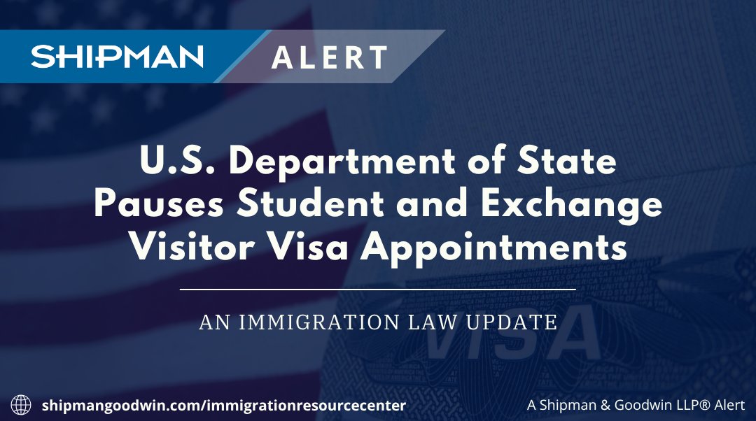 A leaked U.S. Dept of State cable revealed a pause on new visa appointments for F, M and J classification applicants while consular posts evaluate operations and processes to expand social media vetting for such applicants. Learn more in this alert.

🔔 tinyurl.com/mzp5s4u8