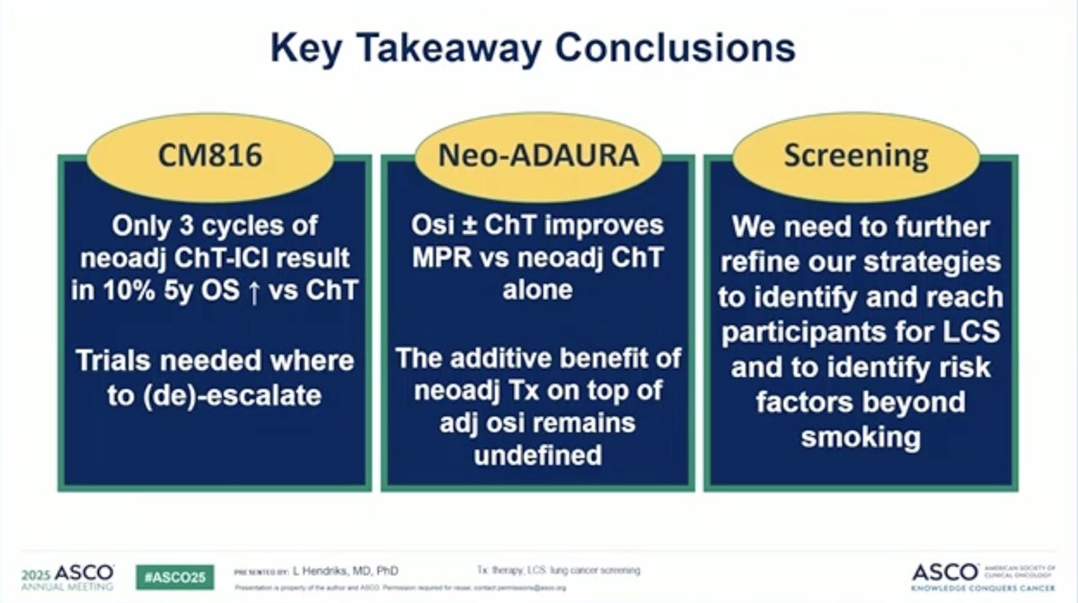 Noemi Reguart (@nreguart) on Twitter photo 🔂The earlier the better?
🧪 Who needs more treatment?
🎯 How to improve cure? 👏👏👏👏 <a href="/HendriksLizza/">Lizza Hendriks</a> #ASCO25 🔂The earlier the better?
🧪 Who needs more treatment?
🎯 How to improve cure? 👏👏👏👏 <a href="/HendriksLizza/">Lizza Hendriks</a> #ASCO25