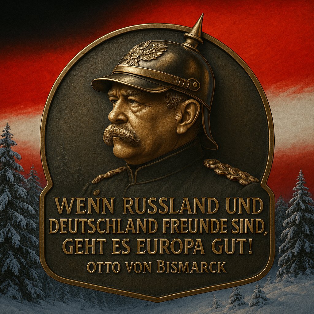 "Wenn Russland und Deutschland Freunde sind, geht es Europa gut!" 

Otto von Bismarck 1815-1898

Eine Aussage, die heute wieder genauso viel Gewicht hat wie damals …

Darf wie immer gern geteilt werden. 😉