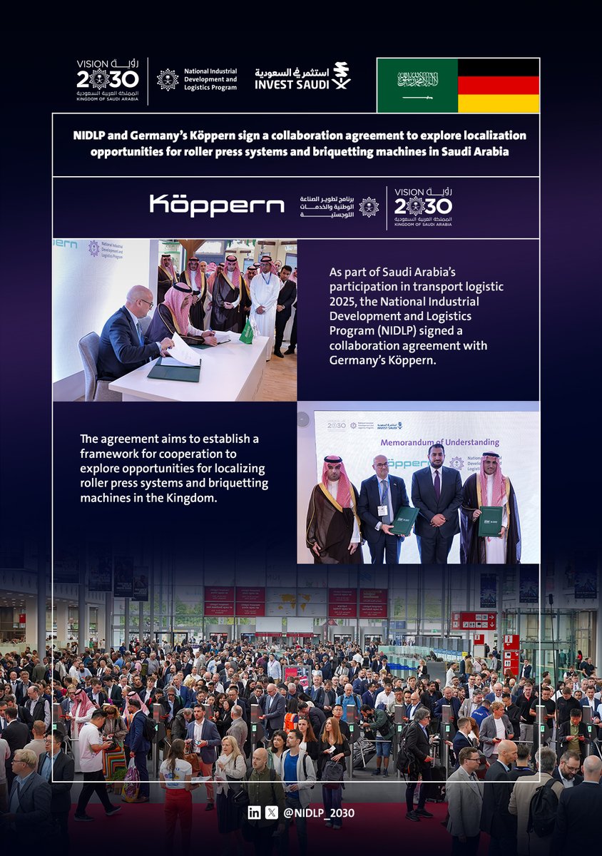 NIDLP_2030's tweet image. In the presence and under the patronage of HRH Prince Abdullah bin Khalid bin Sultan bin Abdulaziz Al Saud, the Ambassador of the Kingdom of Saudi Arabia to the Federal Republic of Germany, #NIDLP signed a cooperation agreement with the German company Köppern during the