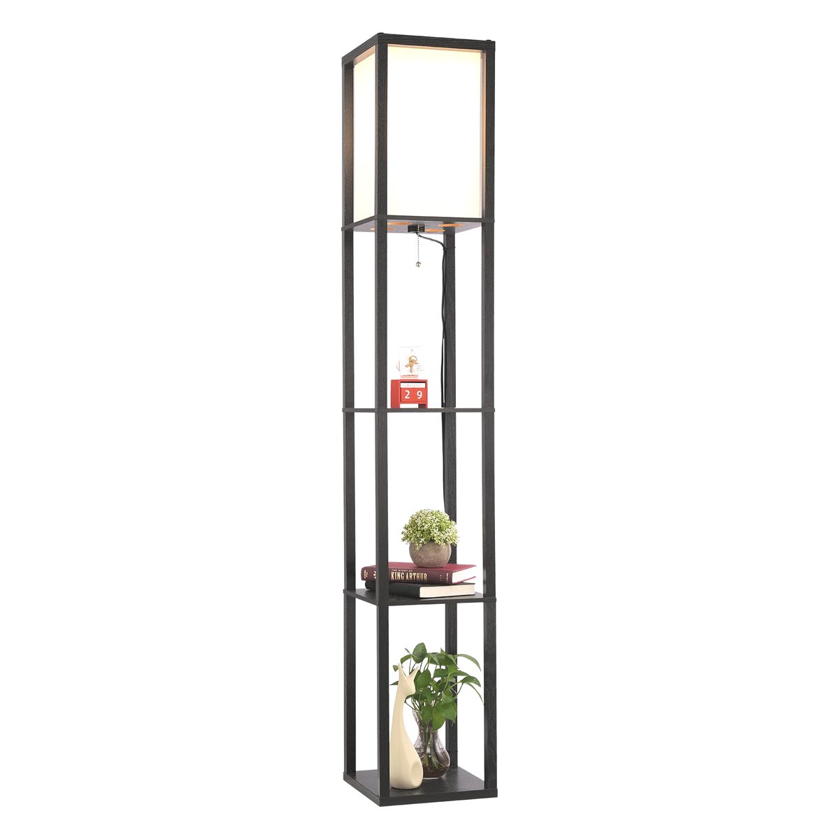 VONLUCE Floor Lamp with Shelves, Etagere Standing Lamp with 3 Storage Shelves and Fabric Shade for Living Room Bedroom Office Decor, 62"" Tall Corner Shelf Lamp for Books Plants (Black)

 Rating ⭐ : 4.5
 Check Amazon price &gt;&gt; 🔗 : amzn.to/3LJrnv0