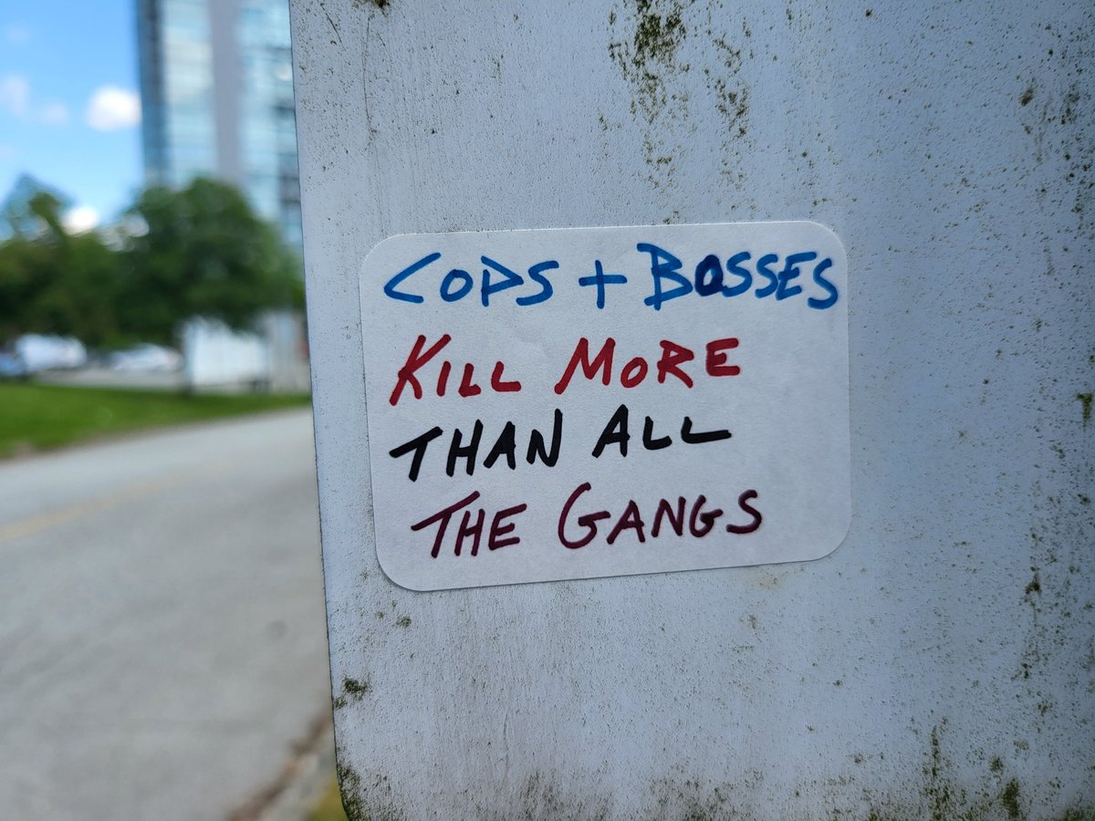 Cops and Bosses Kill More Than All the Gangs 

#ACAB #anticapitalism 

Seen in Surrey.