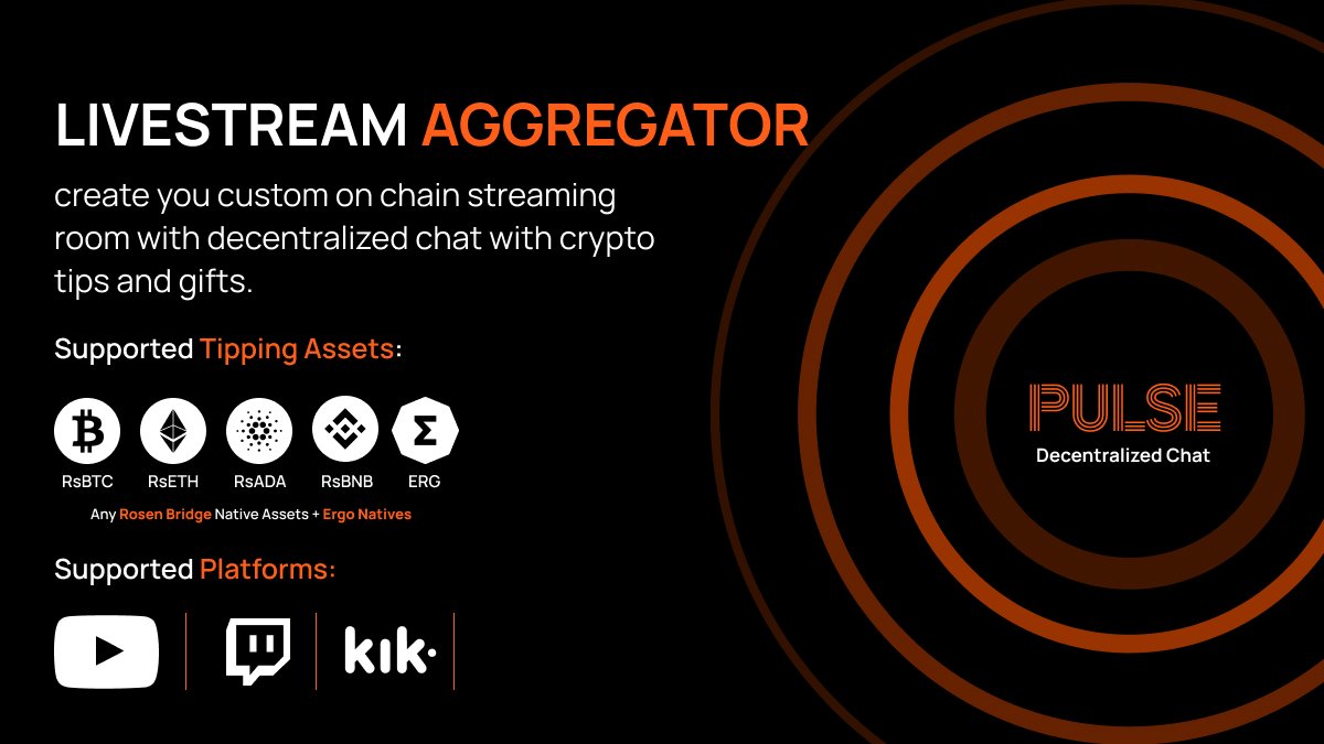 HQ3r_erg's tweet photo. 🎥 Pulse: Fully decentralized livestream &amp; chat with crypto tipping.

Own your stream No middlemen.

Powered by @RosenBridge_erg , @ergo_platform  &amp; @Mew_finance 

#Ergo #streaming #live https://t.co/x1FRp8Qfuu