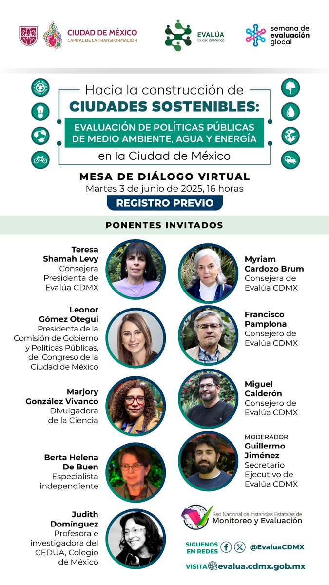 ¿Te interesa conocer los principales resultados de las evaluaciones de políticas públicas de #MedioAmbiente, #agua y #energia en la #CDMX? 

Se parte de la conversación mañana, 3 de junio, 16 horas, en la charla #VIRTUAL de <a href="/EvaluaCDMX/">Evalúa Ciudad de México</a> 

Registro bit.ly/3Z0R2qO

<a href="/GobCDMX/">Gobierno de la Ciudad de México</a>