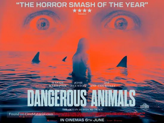 #DangerousAnimals is a blast from start to finish, with an excellent central performance from a menacing Jai Courtney. The shark and serial killer hybrid is really inventive, with plenty of commendable body horror on display 👏🏻 Neat location, runtime and soundtrack too 🦈