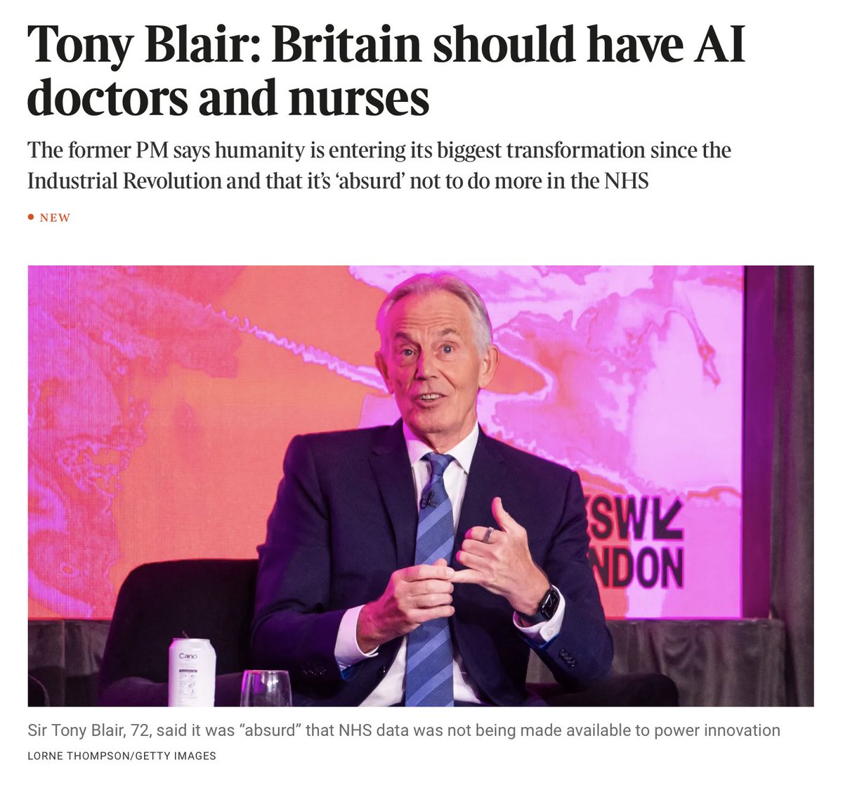 "You should have AI nurses, AI doctors," says Tony Blair &amp; he could not be more wrong.

This is exactly the kind of gushing, uncritical AI hype that has already squandered NHS £millions on the likes of Babylon (Hancock's fave - soon went bankrupt) &amp;, yes, NHS penguin robots...