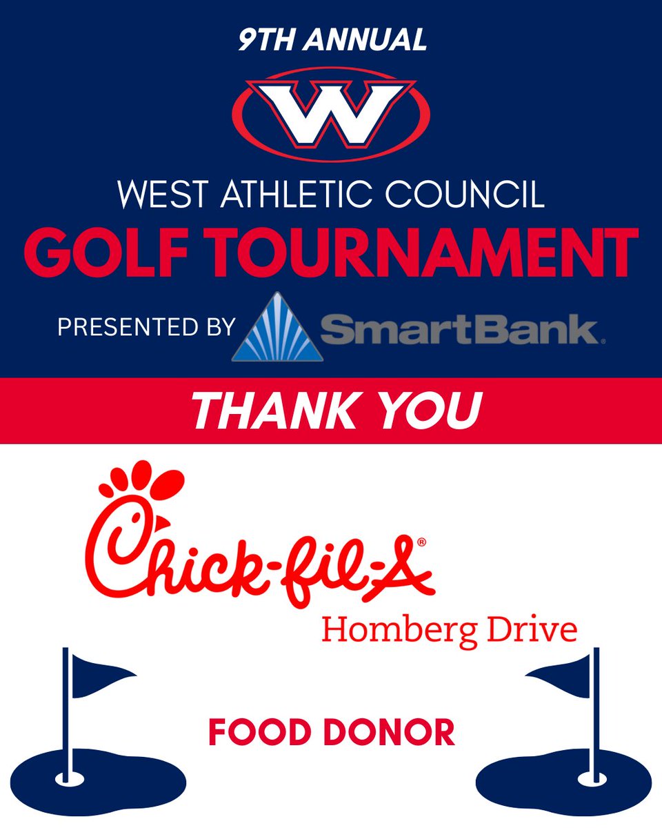 Thank you to Chick-fil-A Homberg Drive for donating food for this year’s golf tournament! #OneWest