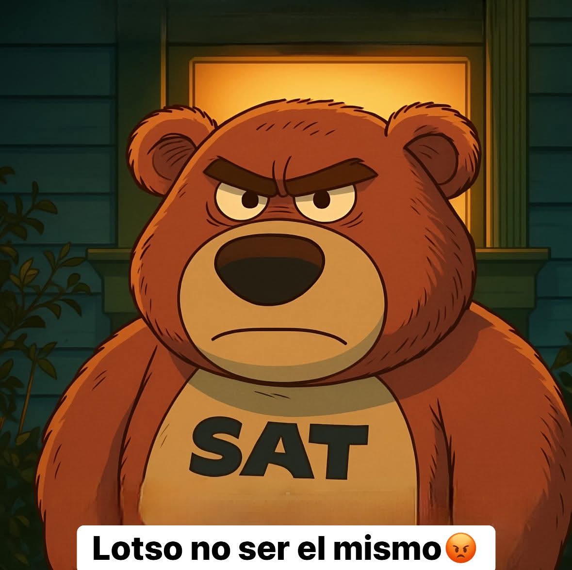 Yo en este momento yendo a pagar impuestos, el oso enojado soy yo...