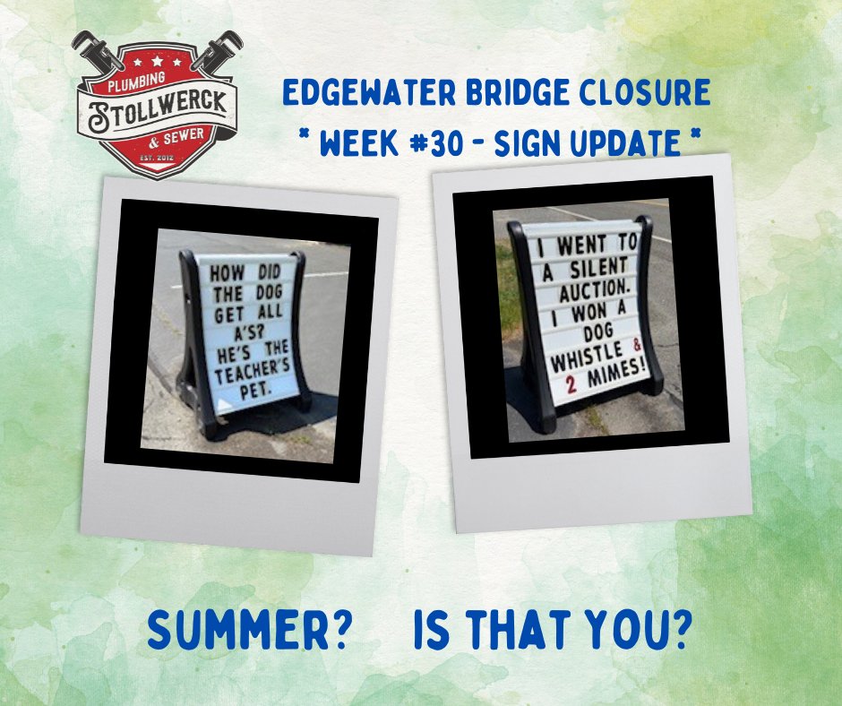 StollwerckP's tweet photo. Yea! We are in Week #30 of the Closure! Would this be considered the start of the countdown to completion, since we are 1/2 way there? https://t.co/Gr6bvurFiJ