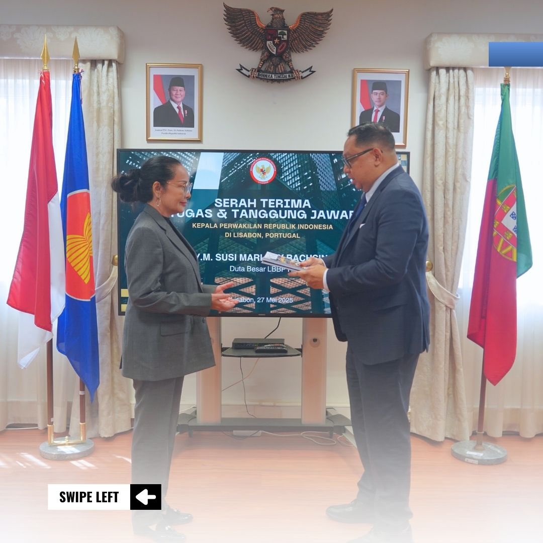 indonesiainlis's tweet image. On 27 May 2025, @indonesiainlis held a handover ceremony from Mr. Nilton Amarral, Chargé d’Affaires, to H.E. Susi Marleny Bachsin, Ambassador of the Republic of Indonesia to the Portuguese Republic.
#KBRI #Lisbon #Ambassador #IniDiplomasi #PeduliWNI @Kemlu_RI