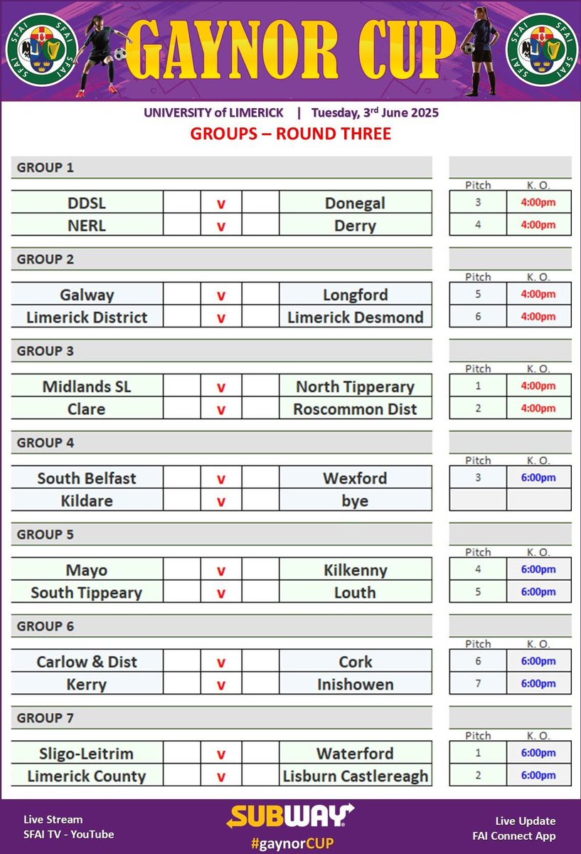 Next up for our Gaynor Cup team is Lisburn Castlereagh at 12pm tomorrow. We then play Waterford at 6pm. Good luck girls.